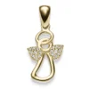 Anhänger Engel 10,5x22,5mm aus 585 Gold Gelbgold mit 16 Diamanten 0.08ct TW-SI