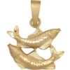 Anhänger Fische Horoskop Sternzeichen 925 Silber vergoldet mattiert Halsschmuck