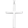 Anhänger großes XXL Kreuz aus 925 Silber massiv schlicht rhodiniert 58,4x36,1mm