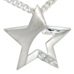 Anhänger Halsschmuck Stern mit Zirkonia 925 Silber modern Damen