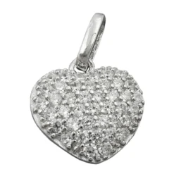 Anhänger Herz mit vielen Zirkonia weiß 925 Silber 12x13mm rhodiniert