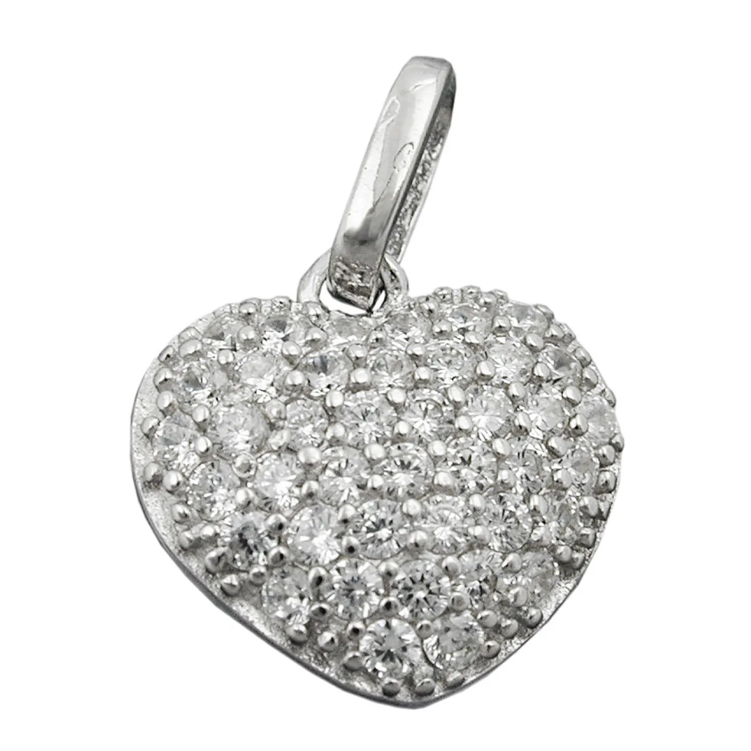 Anhänger Herz mit vielen Zirkonia weiß 925 Silber 12x13mm rhodiniert