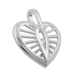 Anhänger Herz mit Zirkonia, 925 Silber, 18x16mm, Silberanhänger, Damen