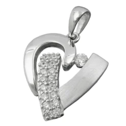 Anhänger Herz mit Zirkonia weiß 19x17cm matt-glänzend 925 Silber