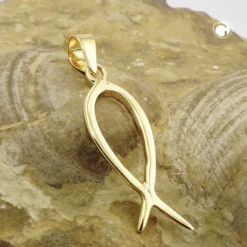 Anhänger Ichtys-Zeichen Jesus-Fisch 20x7mm glänzend 9Kt 375 Gold Gelbgold