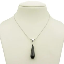 Anhänger in Tropfenform aus echtem Onyx & 925 Silber, schwarz