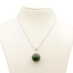 Anhänger kanadische Jade und 925 Silber, dunkelgrün, Jadeanhänger