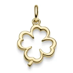 Anhänger Kleeblatt 15,5x25mm Silhouette 585 Gold Gelbgold schlciht glänzend