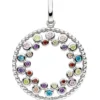 Anhänger Kreis aus 925 Silber mit 28 Zirkonia multicolor bunt Halsschmuck rund