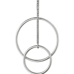 Anhänger Kreise mit Stab 21 Zirkonia weiß 925 Silber rhodiniert 50,7x29,8mm