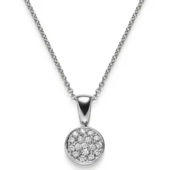 Anhänger Kreis Ø10mm 585 Gold Weißgold mit 17 Diamanten 0,25ct TW-SI