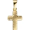 Anhänger Kreuz am Rand diamantiert, 14,1x9mm, 585 Gelbgold matt Kreuzanhänger