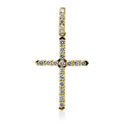 Anhänger Kreuz aus 750 Gelbgold 21 Brillanten 0,38ct TW-VSI/SI 29,7x15,6mm