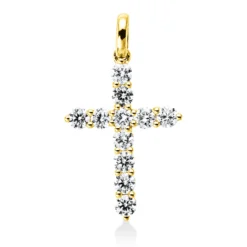 Anhänger Kreuz aus 750 Gelbgold 11 Brillanten 0,83ct TW-SI 25,5x14,6mm mit Öse