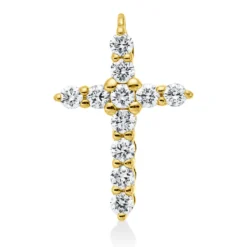 Anhänger Kreuz aus 585 Gelbgold 11 Brillanten 0,16ct W-SI/PI 13x8,5mm