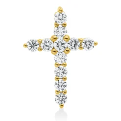 Anhänger Kreuz aus 585 Gelbgold 11 Brillanten 0,26ct W-SI/PI 13,8x10mm