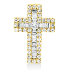 Anhänger Kreuz aus 750 Gold Gelbgold 65 Diamanten 0,35ct TW-SI 16x11mm