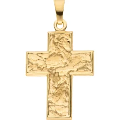 Anhänger Kreuz aus 333 Gold Gelbgold mattiert mit Struktur 23x15,1mm Goldkreuz