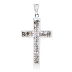 Anhänger Kreuz aus 750 Gold Weißgold 68 Diamanten 1,05ct 34,4x18,2mm mit Öse