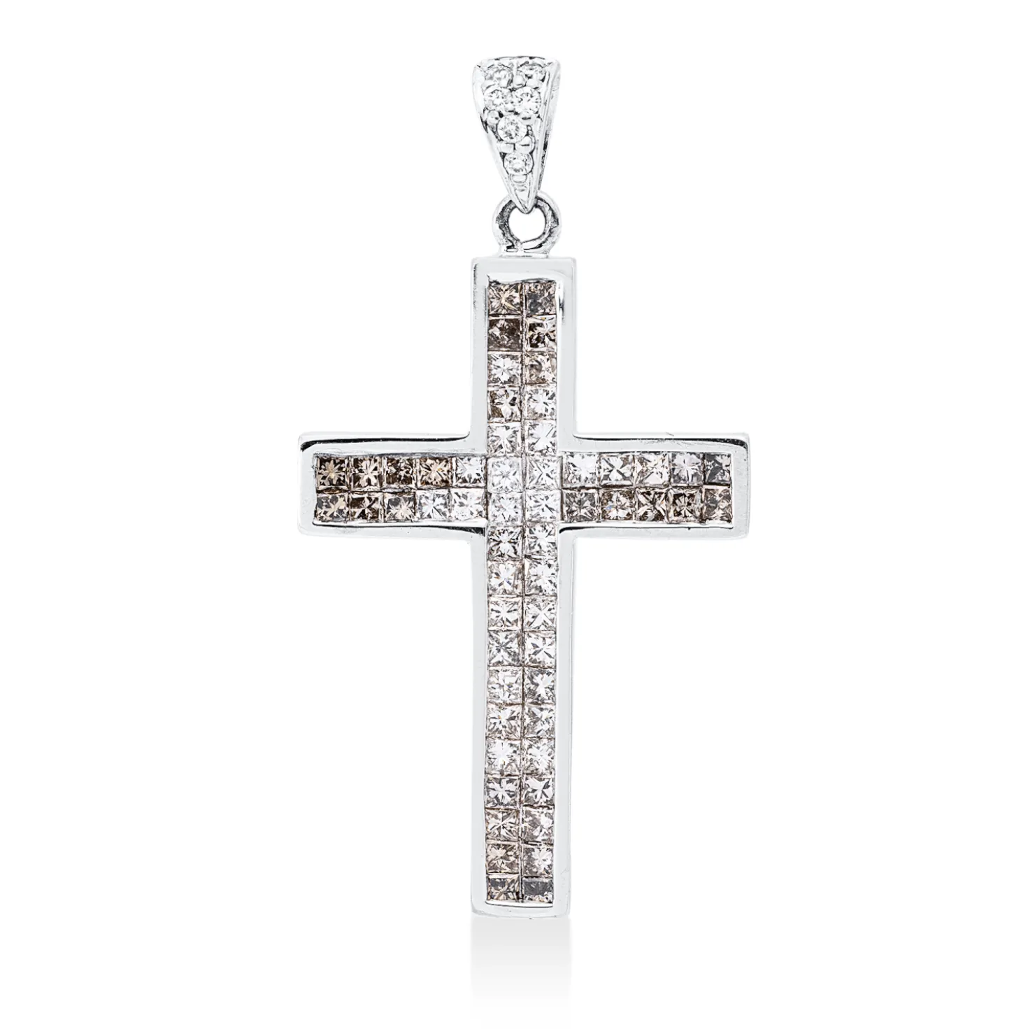 Anhänger Kreuz aus 750 Gold Weißgold 68 Diamanten 1,05ct 34,4x18,2mm mit Öse