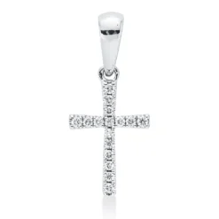Anhänger Kreuz aus 750 Weißgold 16 Brillanten 0,06ct W-SI 16,5x7,2mm mit Öse