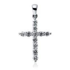 Anhänger Kreuz aus 750 Weißgold 11 Brillanten 0,45ct TW-SI 23,4x13,4mm mit Öse
