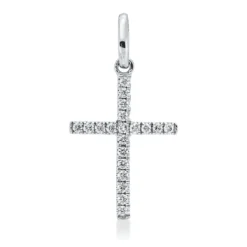 Anhänger Kreuz aus 750 Weißgold 20 Brillanten 0,07ct W-SI 16,5x8,9mm mit Öse