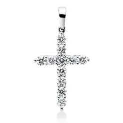 Anhänger Kreuz aus 750 Weißgold 11 Brillanten 0,51ct TW-SI 24,1x12,9mm mit Öse