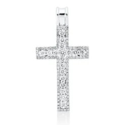 Anhänger Kreuz aus 750 Weißgold 98 Brillanten 0,44ct W-SI 27x13,7mm