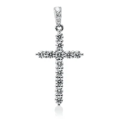 Anhänger Kreuz aus 750 Weißgold 16 Brillanten 1,06ct TW-VSI/SI 33,6x16,5mm