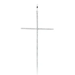 Anhänger Kreuz aus 750 Weißgold 71 Brillanten 0,15ct W-SI 45,8x24mm mit Öse