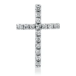 Anhänger Kreuz aus 585 Weißgold 16 Brillanten 0,1ct W-SI 14,3x9,7mm