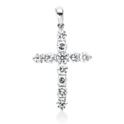 Anhänger Kreuz aus 750 Weißgold 11 Brillanten 2,11ct TW-SI 34,5x19,9mm mit Öse