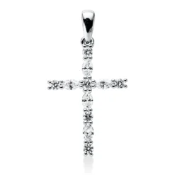 Anhänger Kreuz aus 750 Weißgold 11 Diamanten 0,5ct TW-VSI/SI 27,9x15,4mm mit Öse