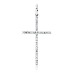 Anhänger Kreuz aus 750 Weißgold 34 Diamanten 0,08ct TW-PI 25,6x12,2mm mit Öse