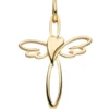 Anhänger Kreuz Engel Silhouette mit Herz 25,6x19,7mm 375 Gold Gelbgold