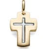 Anhänger Kreuz im Kreuz breite Flügel 21x12mm 585 Gold Gelbgold Weißgold bicolor