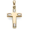 Anhänger Kreuz Kreuzchen 26,5x13,5mm aus 585 Gold Gelbgold & Weißgold matt/glänzend