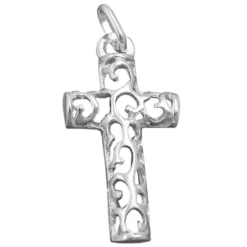 Anhänger Kreuz mit Muster durchbrochen 28x14mm 925 Silber Sterlingsilber