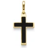 Anhänger Kreuz mit Onyx schwarz 24,5x12mm 585 Gold Gelbgold schlicht