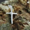 Anhänger Kreuz mit Zirkonia 20x6mm matt-glänzend aus 925 Silber