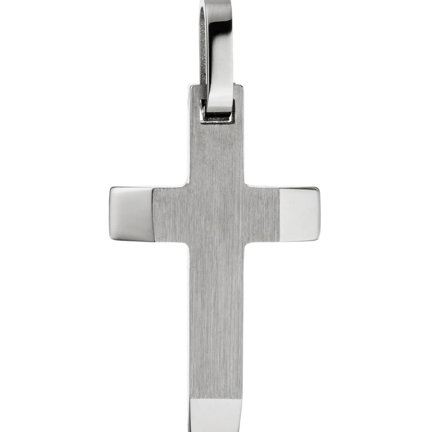 Anhänger Kreuz 25x14,9mm aus Edelstahl teilmattiert teilglänzend Kreuzanhänger