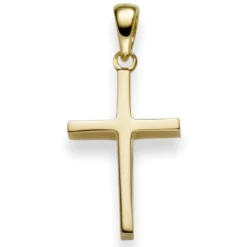 Anhänger Kreuz 25x12mm aus 585 Gold Gelbgold Halsschmuck schlicht massiv
