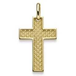 Anhänger Kreuz 36,5x20mm aus 585 Gold Gelbgold mit Struktur-Muster massiv