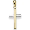 Anhänger Kreuz 24x10,5mm aus 585 Gold Gelbgold & Weißgold bicolor