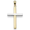 Anhänger Kreuz 30x16,5mm aus 585 Gold Gelbgold & Weißgold bicolor
