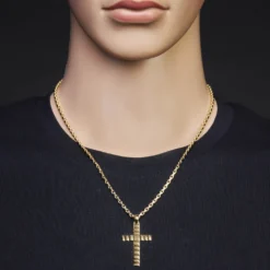 Anhänger Kreuz 39,5x24,5mm aus 585 Gold Gelbgold für Herren glänzend