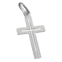 Anhänger Kreuz 23x13mm aus 925 Sterling Silber diamantiert schlicht