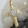 Anhänger Kreuz 20x14mm 375 Gelbgold bicolor diamantiert mattiert Goldanhänger