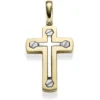 Anhänger Kreuz 38,5x26,5mm 585 Gold Gelbgold & Weißgold bicolor matt-glänzend